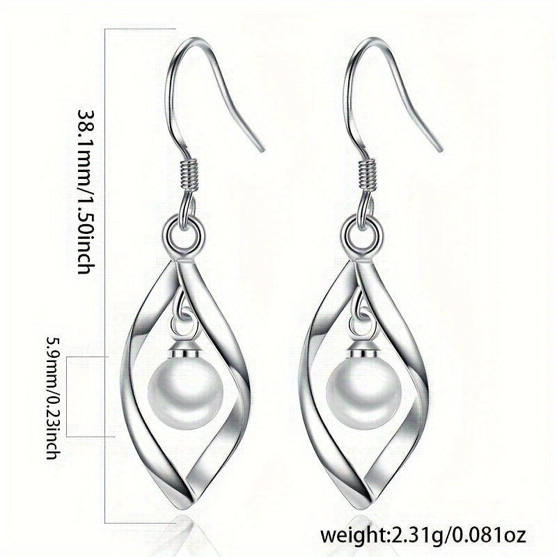 925 Sterling Silver Rhombus Shape Freshwater Pearl Earrings